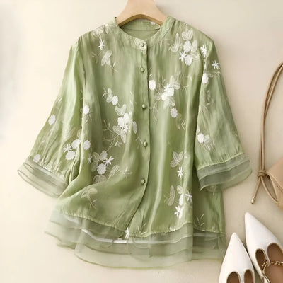 Celest - Floral Embroidered Cotton Top (Copy)